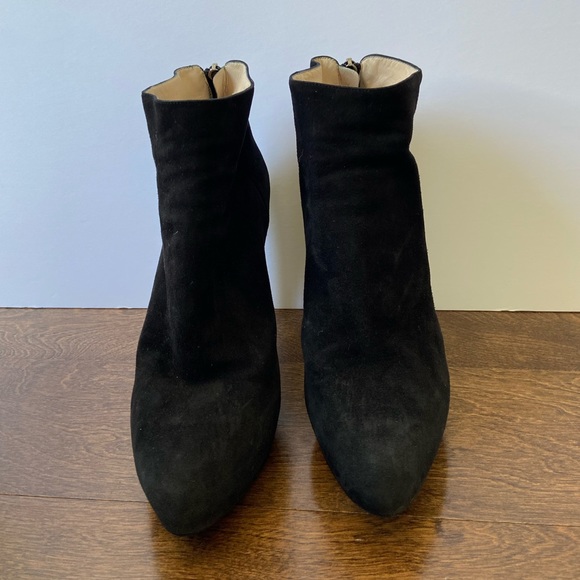PRADA HEELED BOOTIES SUEDE Size 39 or 9 US Black 5 inch heel - Picture 11 of 15